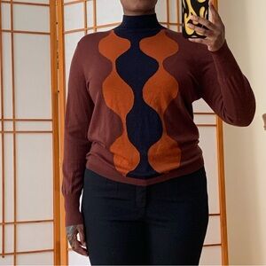 Marimekko Brown and Orange Turtleneck Sweater